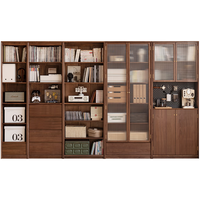 源氏木语实木书柜落地自由组合书架家用黑胡桃木柜子满墙收纳柜 0.6米组合书柜