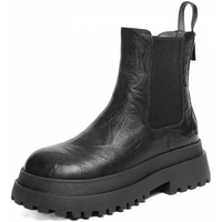 百丽（Belle）百搭切尔西靴女2025冬厚底增高休闲短靴E7R1DDD5 黑色-毛里 40