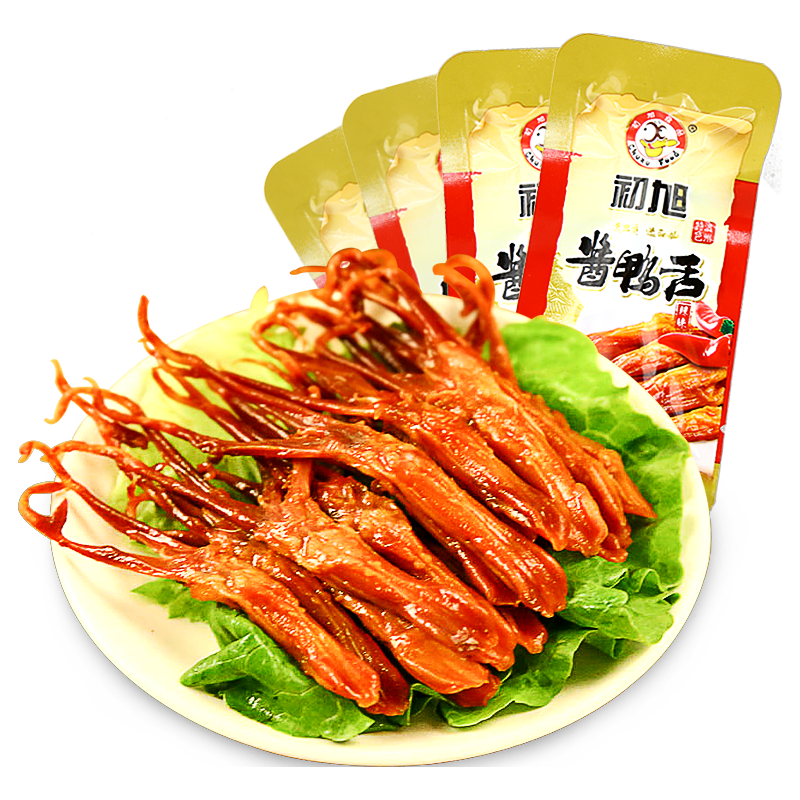 初旭食品（chuxufood）初旭食品初旭酱鸭舌原辣五香甜辣味500g温州特产独立小包美味零食 香辣味