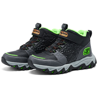 Skechers斯凯奇儿童高帮棉鞋秋冬户外保暖运动鞋防滑加绒男童靴子406393L 黑色/柠檬色/BKLM 32码