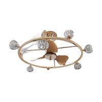 羽良水晶风扇灯轻奢客厅吊灯现代简约餐厅主卧室吊扇灯家用电扇一体灯 金色80*37cm-三色光源