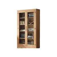  YESWOOD/源氏木语 环保 实木书柜 玻璃门  原木色 圆角带门书柜 长850mm;宽320mm;高1900mm