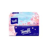 Tempo 得宝 樱花香味 90抽 湿水柔韧4层加厚  面巾纸抽纸软抽纸品餐巾纸 12包
