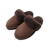 InteRight 青年皮毛一体保暖缝制包头拖鞋 咖啡色 36码
