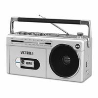 Victrola 迷你蓝牙音响 磁带播放录音 AMFM收音 USB播放 银色