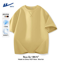 回力（Warrior）抗皱t恤男夏季抗菌宽松内搭短袖男士潮流百搭运动半袖 亚麻黄 XL XL (140斤-160斤左右)