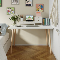 PULATA电脑桌卧室家用小型简易台式办公家用写字桌书桌 DN018301G01 15mm生态板-暖白色100*50*75