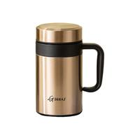 天喜（TIANXI）保温杯女茶水分离泡茶杯子男士带把手柄冬季办公室水杯 匠心金 500ml