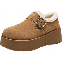 百丽（Belle）千层可颂质感勃肯鞋女款商场厚底增高休闲鞋E4S1DCM5 浅棕色-毛里 36