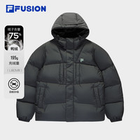FILA FUSION斐乐潮牌款羽绒服2025冬季宽松保暖连帽外套 藻岩灰-DY 175/96A/L