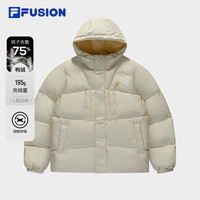 FILA FUSION斐乐潮牌款羽绒服2025冬季宽松保暖连帽外套 宣乳黄-YE 2XS