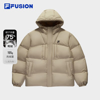 FILA FUSION斐乐潮牌款羽绒服2025冬季宽松保暖连帽外套 幽卡其-DK 170/92A/M
