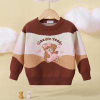 精典泰迪 秋冬加厚保暖撞色儿童针织衫女童上衣秋装外套