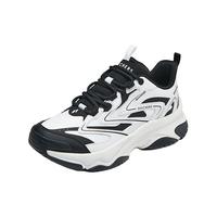 斯凯奇(Skechers)春季拼接鞋面舒适缓震户外休闲跑步运动老爹女鞋177592 白色/黑色/WBK 35
