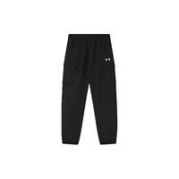 UNDER ARMOUR安德玛童装秋25儿童运动裤休闲梭织男女大童长裤束脚工装裤-1 黑色 140