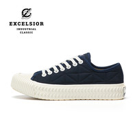 excelsior饼干鞋 冬季女鞋加棉板鞋男低帮增高休闲鞋厚底帆布鞋女 海军蓝 225