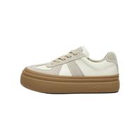 Bata休闲鞋女2024秋季通勤德训鞋运动厚底板鞋A1620CM4 米白灰 37