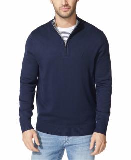 NAUTICA 男士商务休闲棉质针织半拉链毛衣 办公室风格 Navy Medium