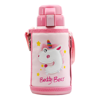 BEDDYBEAR 杯具熊 儿童保温杯带吸管316不锈钢双盖两用大容量儿童水杯壶600mlKT猫