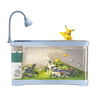 阔庭 KUOTING 鱼缸懒人鱼缸家用客厅办公室金鱼缸过滤鱼缸蓝色款 鱼缸【蓝色·豪华套餐】