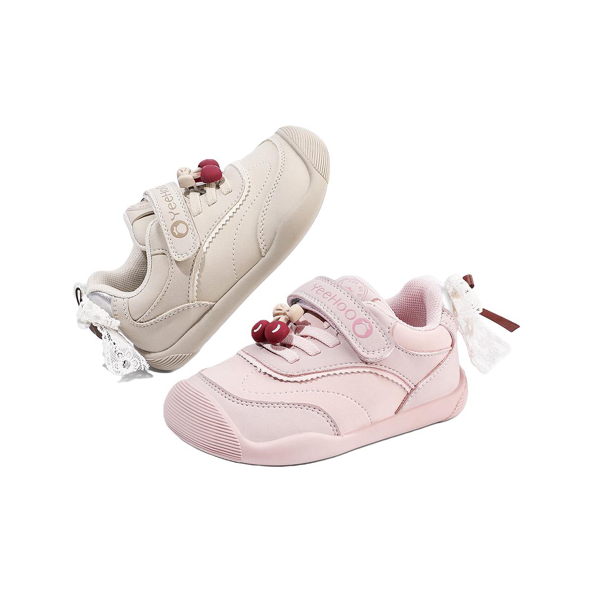 英氏童鞋儿童运动鞋2025秋季女童透气网面跑步鞋男童防滑运动鞋 米色 28 码-适合脚长17.3-17.6cm