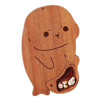 味家海豚造型乌檀木菜板 抗菌防霉家用可爱辅食切菜板可立实木砧板 海豚款带备菜盘38*26 *2.5CM