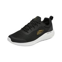斯凯奇（Skechers）男子黑色休闲鞋绑带休闲透气低帮运动鞋网面鞋232005 黑色/金色/BKGD 41