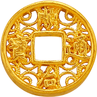 中鑫珠宝 五帝钱币黄金串珠古法花丝diy配件足金雍正乾隆通宝手串 古法金 乾隆通宝