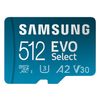 三星 512GB MicroSDXC存储卡含适配器 U3A2V30 C10 读写160MBs 4K高清录制 手机相机平板游戏机通用