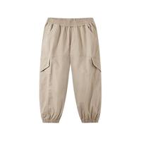 马骑顿（MQD）男童25春工装户外露营宽松中大童束脚裤休闲裤 浅卡其 150