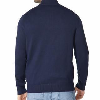 NAUTICA 男士商务休闲棉质针织半拉链毛衣 办公室风格 Navy Medium