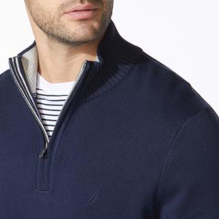 NAUTICA 男士商务休闲棉质针织半拉链毛衣 办公室风格 Navy Medium