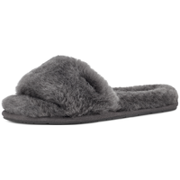 女士纯色绒系舒适平底露趾休闲一字毛绒拖鞋1129670