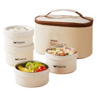 双枪（Suncha）双枪保温饭盒316不锈钢可微波炉便当盒二层 配保温袋 可微波炉加热 四层+保温袋 2L