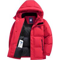 雪中飞极寒羽绒服男款连帽加厚保暖冬季外套大红色面包服鸭绒上衣