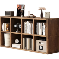 千禧华府实木格子柜书架置物架落地客厅一体靠墙幼儿园书柜收纳古檀色6格 【火烧木重烧】古檀色6格柜双层