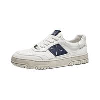 皓顿（HAUT TON）鞋子男增高真皮男鞋2024夏季厚底小白鞋男款百搭板鞋休闲鞋 白蓝色 39 -适合运动鞋40码