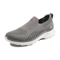 斯凯奇（Skechers）男鞋夏季网面透气一脚蹬健步软底休闲运动鞋子216205 灰/红 42