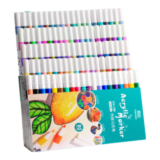 真彩 丙烯马克笔 80色 圆杆 手提袋装