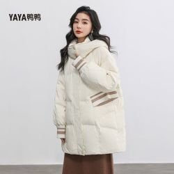 YAYA 鸭鸭羽绒服 鸭鸭清仓中长款羽绒服女冬季新款连帽廓形保暖外套宽松加厚