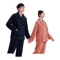 安之伴睡衣男长袖秋冬季可外穿舒适宽松版休闲青年男士家居服套装 黑兰 M