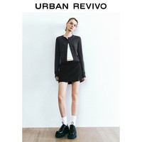 UR2025秋季女装休闲撞色拼接领口纽扣针织开衫UYY950080+ 深灰 M