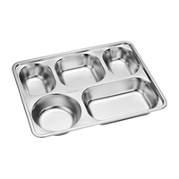 京东京造304不锈钢餐盘饭盒 5格加厚加深分格快餐盘餐盒食堂打饭盘子