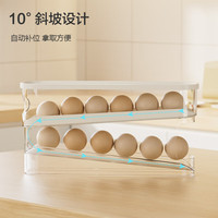 京东京造鸡蛋收纳盒 冰箱侧门收纳盒厨房自动滚蛋鸡蛋架托滑梯鸡蛋盒 双层鸡蛋收纳盒（约12颗）