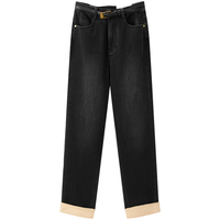 太平鸟 修身牛仔裤女秋冬款高腰裤