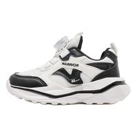 回力童鞋儿童旋钮扣运动鞋2024春秋时尚女童小白鞋男童透气跑步鞋 黑白 31码 内长约20.08cm