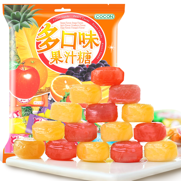 可康（cocon）多口味水果汁硬糖 马来西亚零食 喜糖年货糖果350g(约80颗) 多口味果汁糖350g(约80颗)