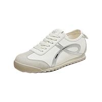 百思图 25秋德训鞋潮流运动女休闲鞋V2518CM5 米白/灰/银