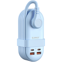 奥睿科（ORICO）65W氮化镓口袋插排/笔记本快充插排插座/智能充电站/USB插线板桌面收纳便携插排快充全长1.6米 3位2C2A【65W氮化镓】天空蓝