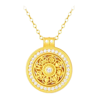 周大生 八宝花盘银项链轻奢复古新中式女款套链